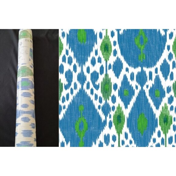 Gaston Y Daniela Wallpaper Libreria Ikat Azul GDW-5446-002 27.5 in X 32.8 ft NEW - Picture 1 of 9